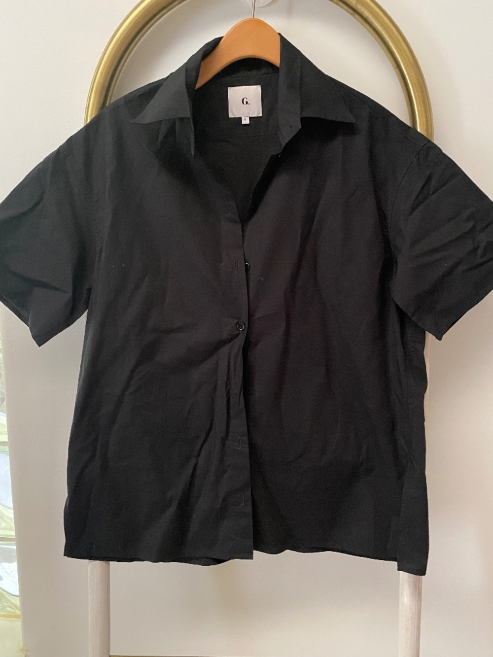 G Short Sleeves Relaxed Fit Black Cotton Shirt Blouse  Made in Italy Size 0